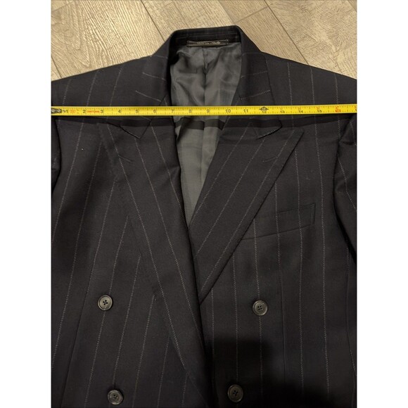 Ermenegildo Zegna Suit Jacket Mens 42S Navy Pinstripe Dbl Breast Cashmere Wool - Picture 13 of 14